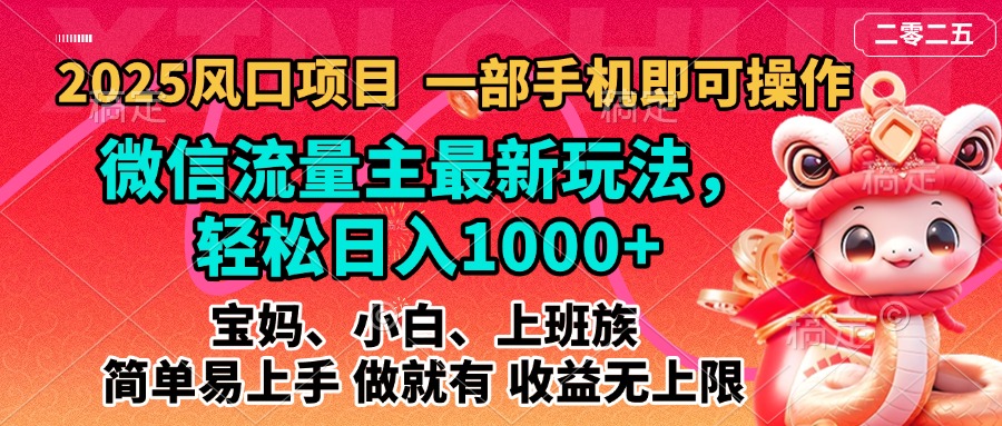 2025蓝海风口项目，微信流量主最新玩法，轻松日入1000+，简单易上手，做就有 收益无上限-秘源志