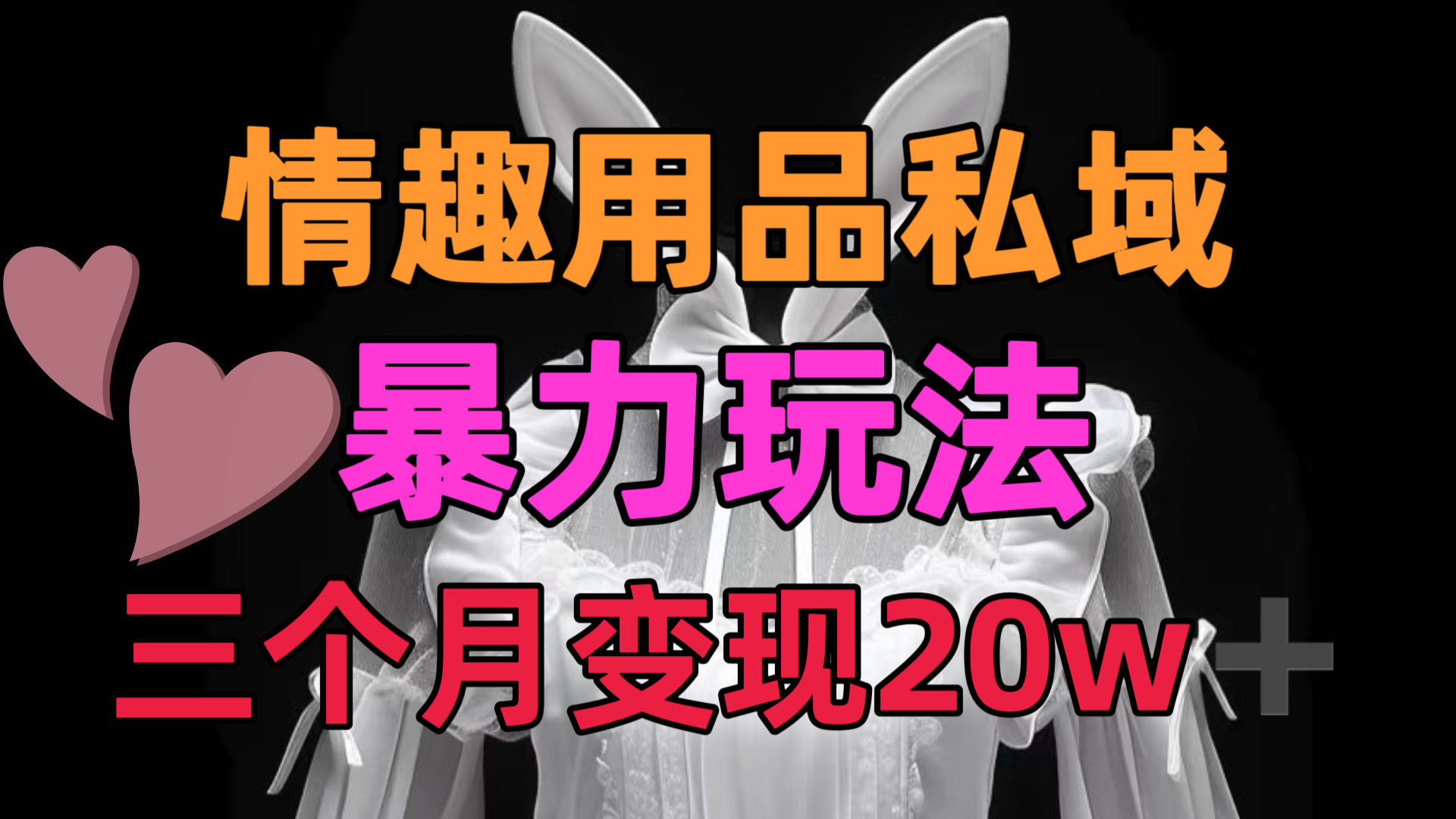 情趣用品私域，25年最新暴力玩法，三个月变现20w➕-秘源志