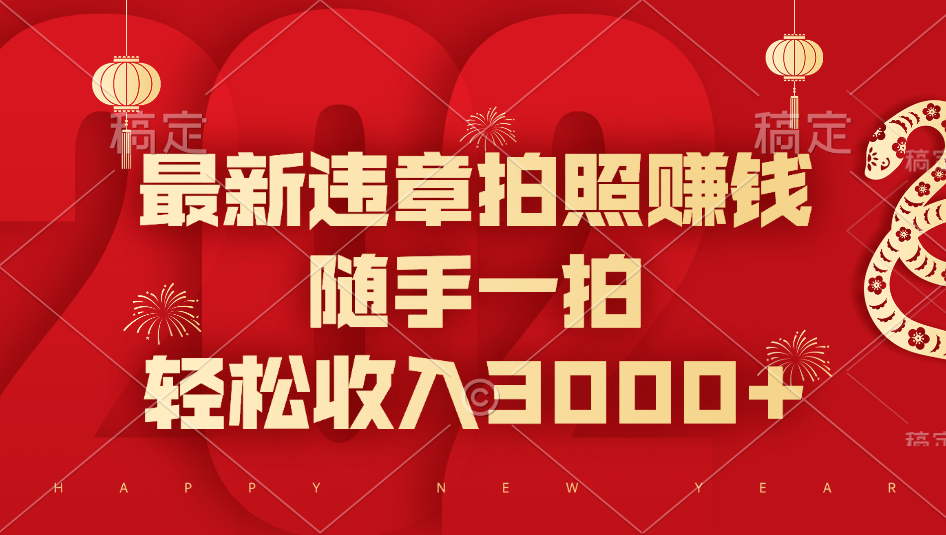 最新违章拍照赚钱，随手一拍，轻松收入3000+-秘源志