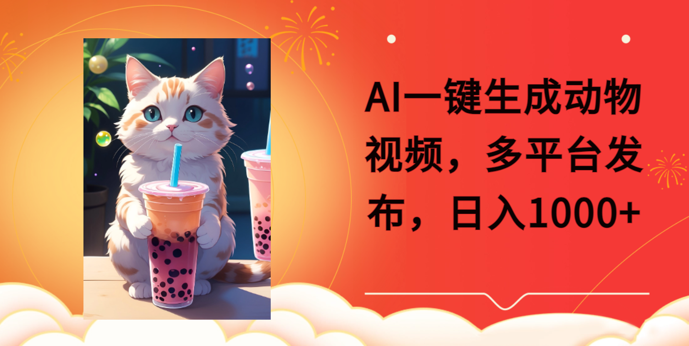 AI一键生成动物搞笑视频，多平台发布，轻松破千万播放，日入2000+-秘源志