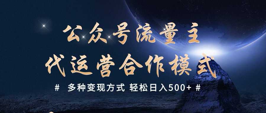 公众号流量主代运营  多种变现方式 轻松日入500+-秘源志