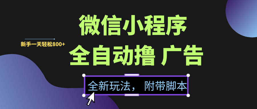 微信小程序挂机撸广告，全新玩法，新手一天轻松800+【附带脚本】-秘源志